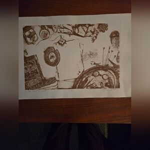 Brown Still Life Etching Art Print - Unbranded